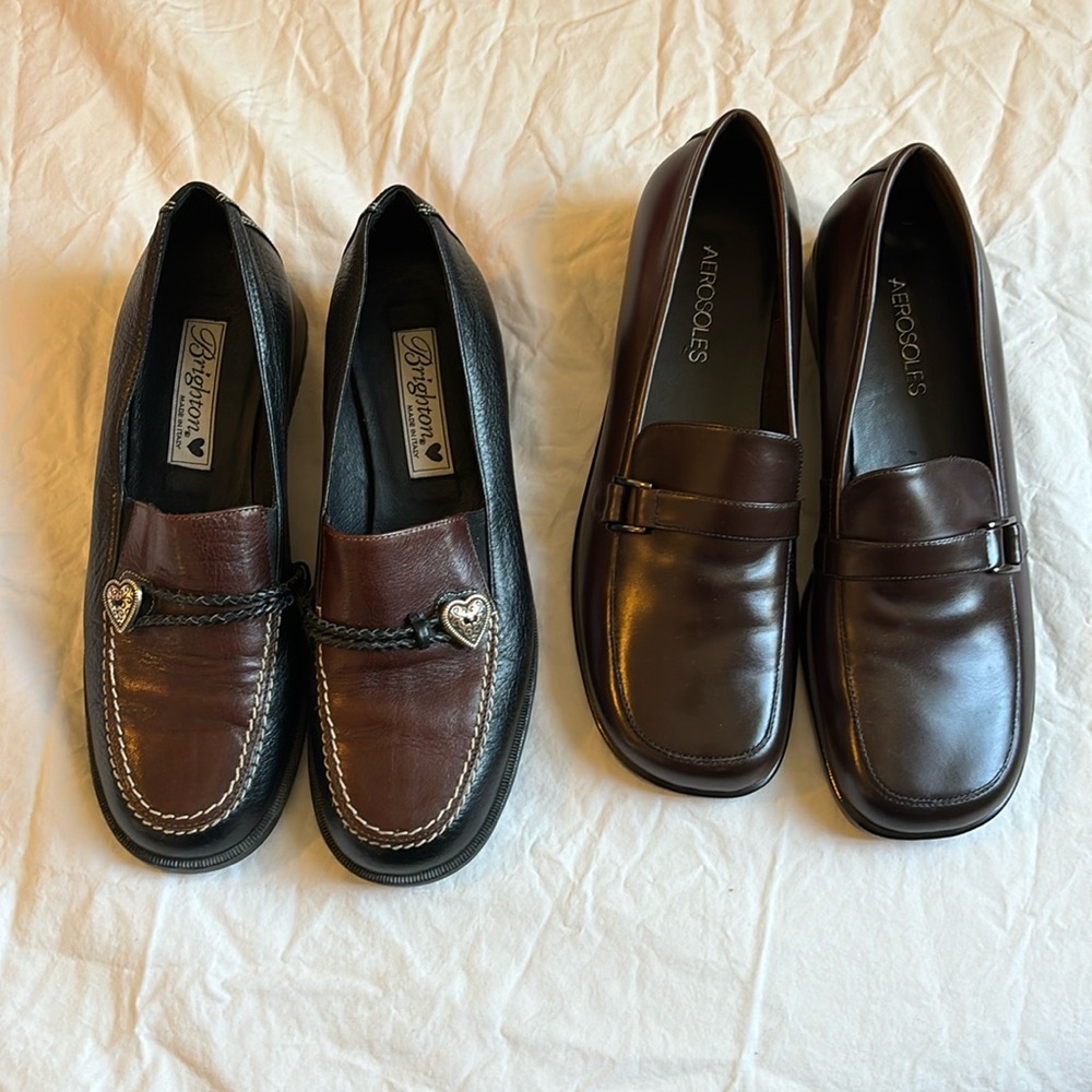 Bundle of Brighton leather heart and aerosoles leather loafers size 8